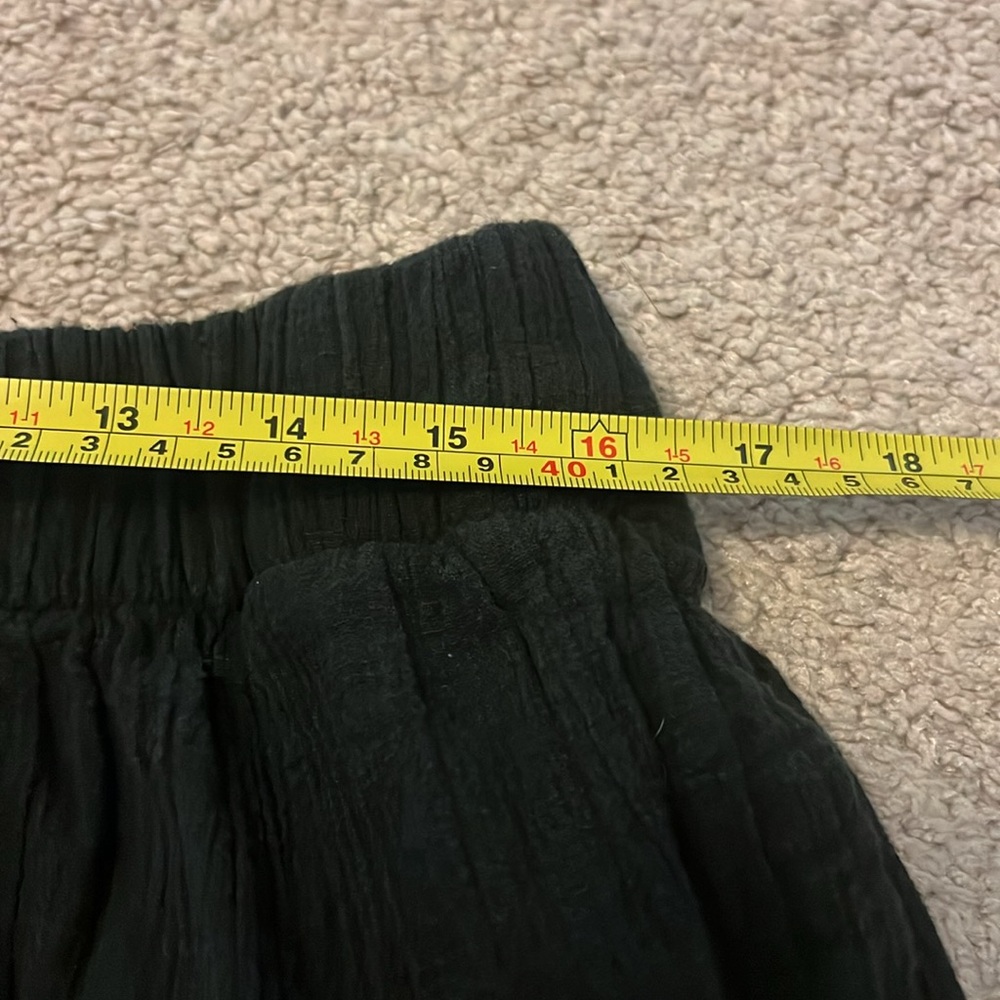 Free People Cotton Linen Gauze Pull On Shorts Boho Crinkle Size XL Black - Picture 4 of 7